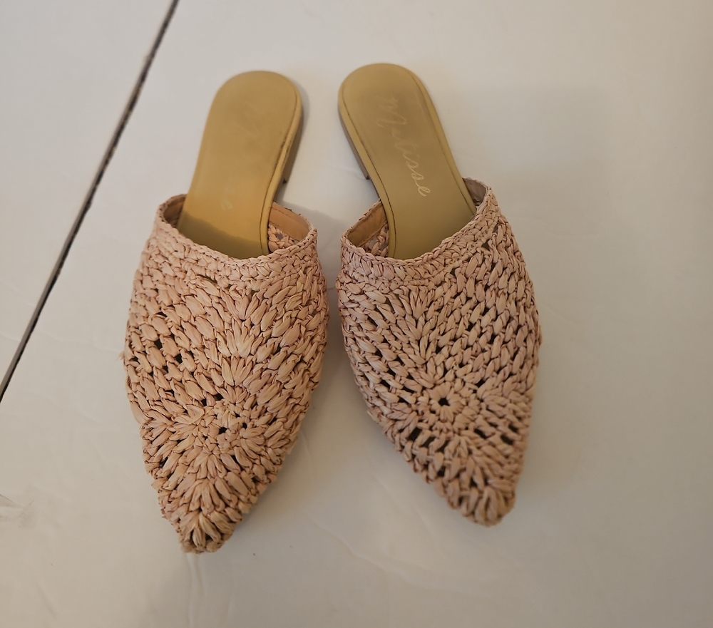 Matisse Tan Woven Raffia Mules, 7